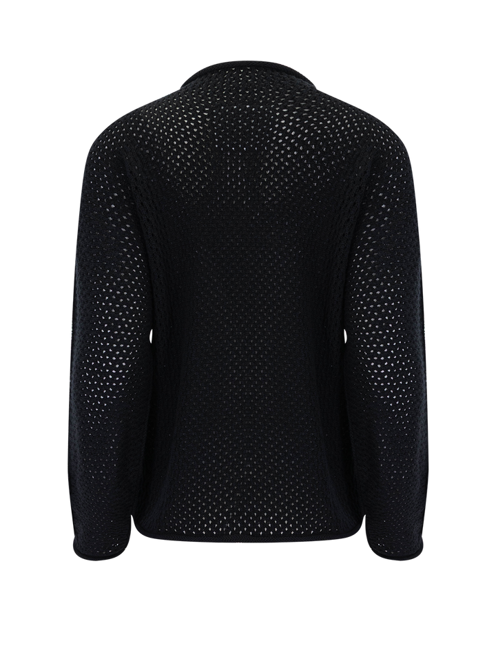 pointelle sweater in black