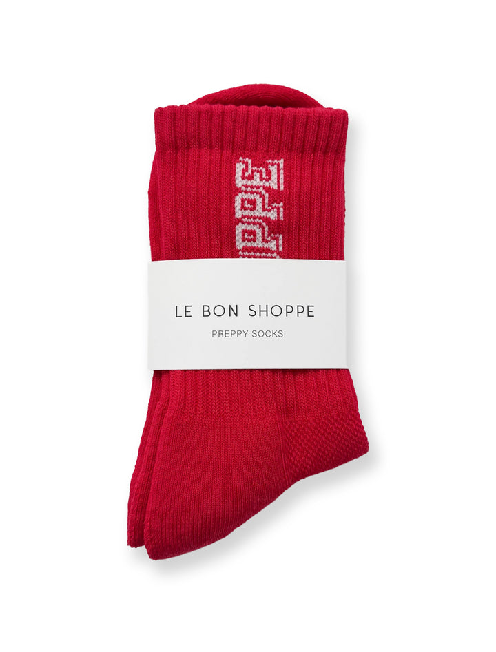 preppy socks in red + cream