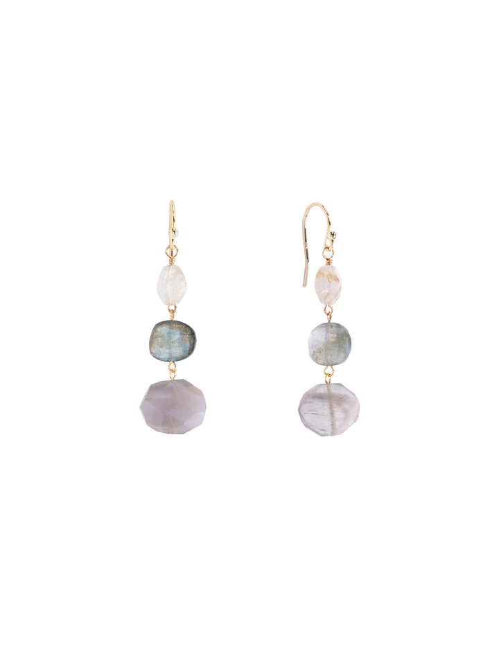 natural mix semi stack earrings