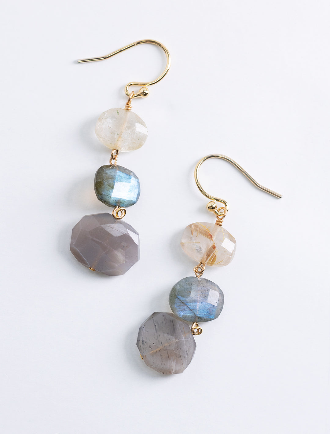 natural mix semi stack earrings
