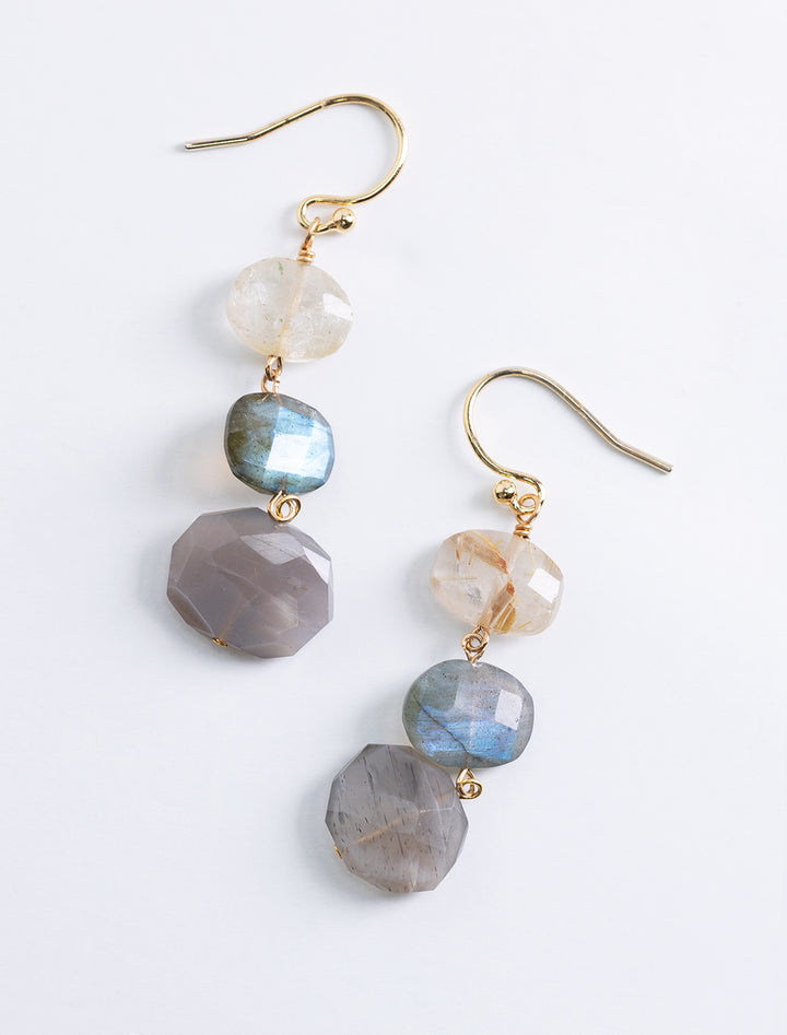 natural mix semi stack earrings