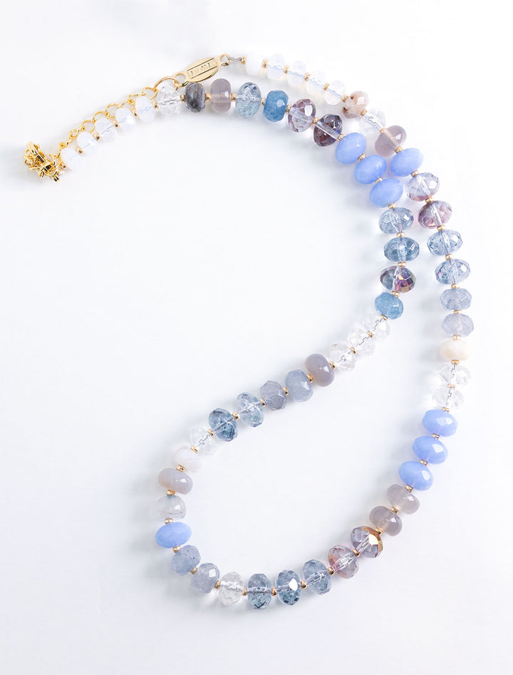 gemma medium rondelle necklace in rain storm blue