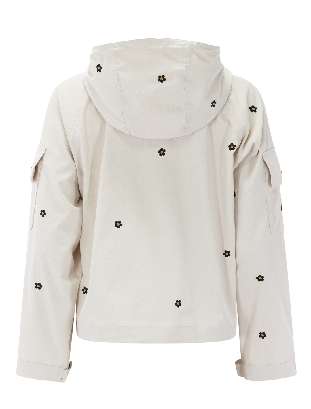 The Great Outdoors the embroidered trailhead pullover in cream - back view.