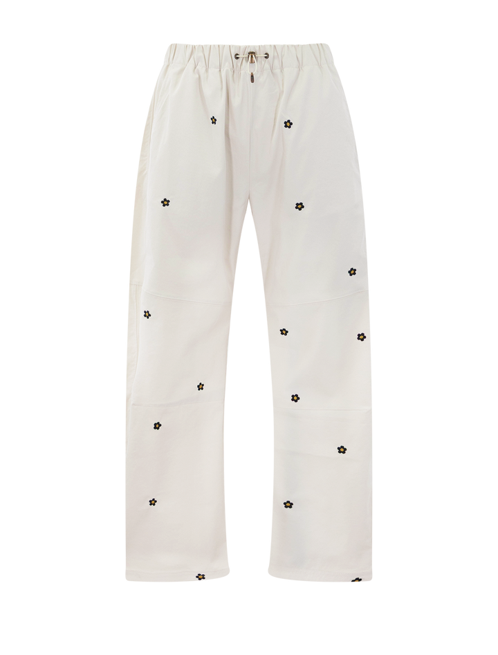 The Great Outdoors the embroidered outpost pant in cream - front view.