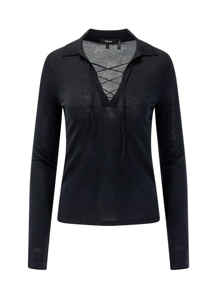 drawstring pullover in black