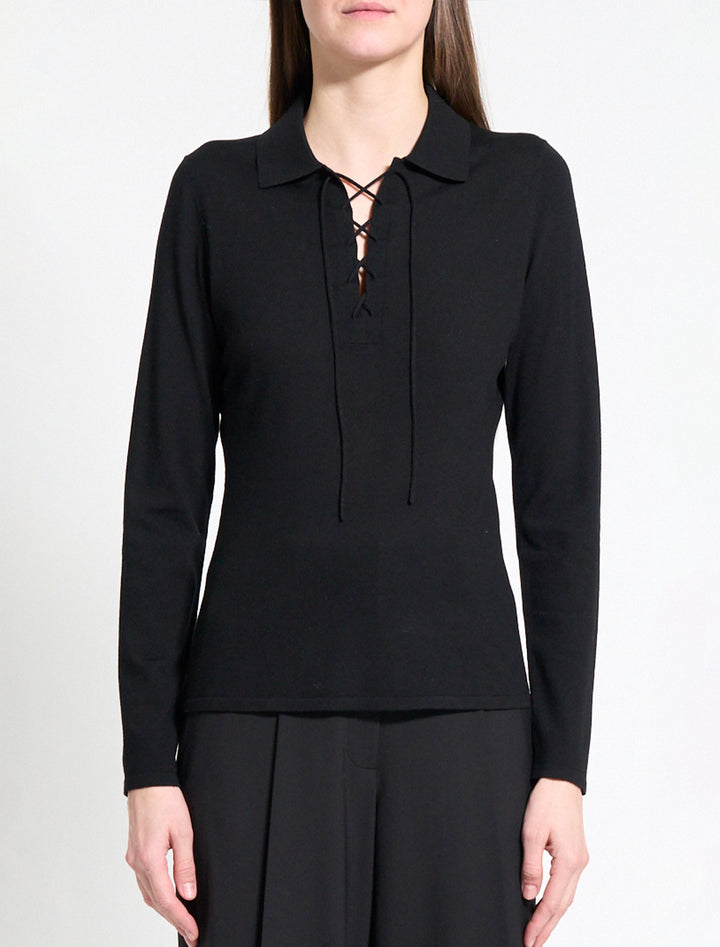 drawstring pullover in black