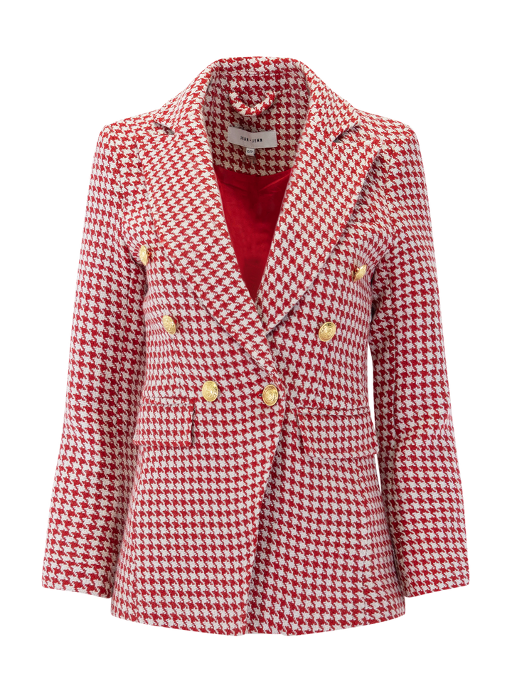 laurent blazer in cherry houndstooth