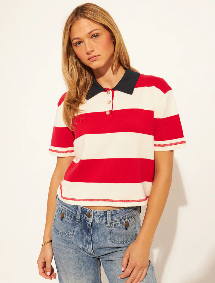 angelo rugby polo in preppy crimson