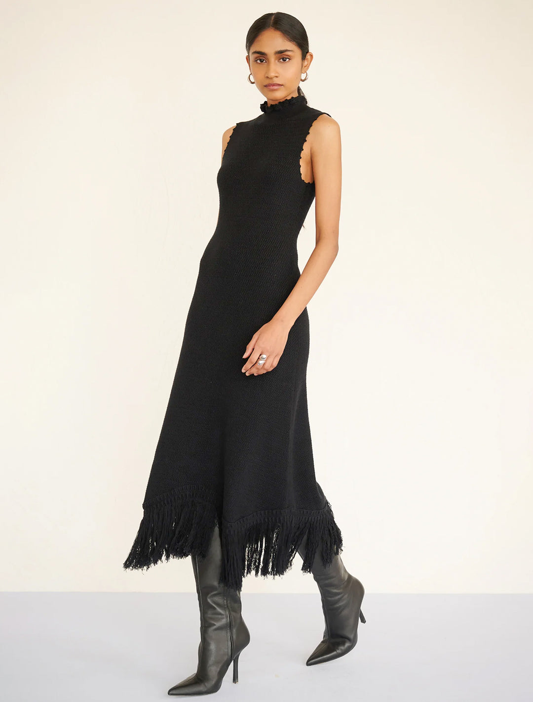 amelia fringe dress in black