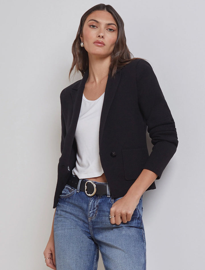 sofia knit blazer with tonal buttons