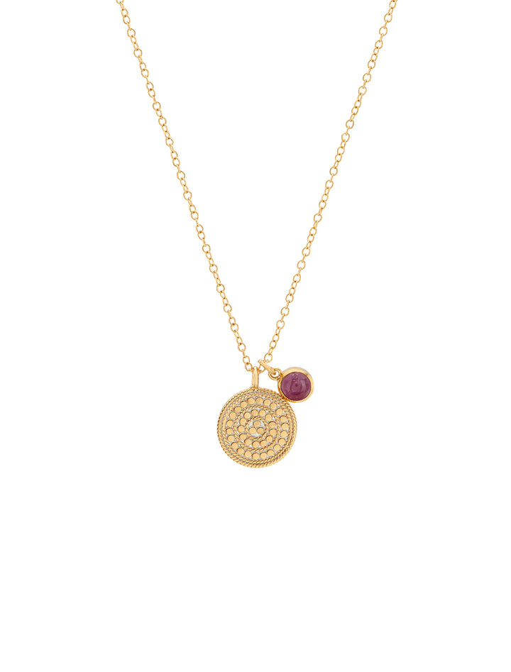 circle of life pendant necklace with pink ruby