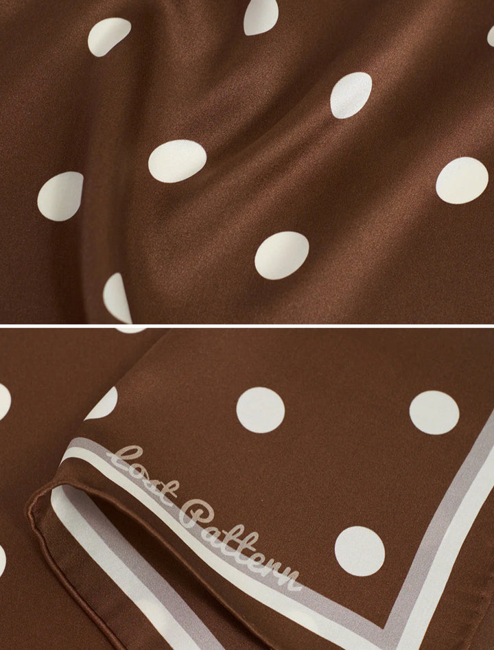retro polk silk bandana in cafe au lait