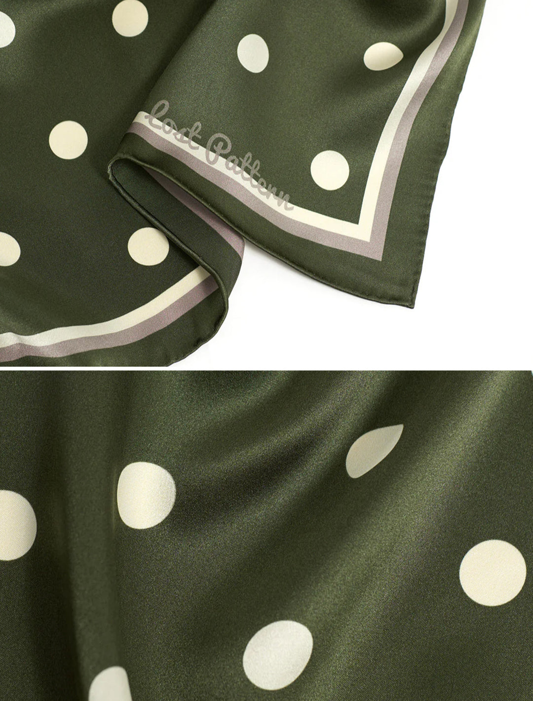 retro polka silk bandana in matcha