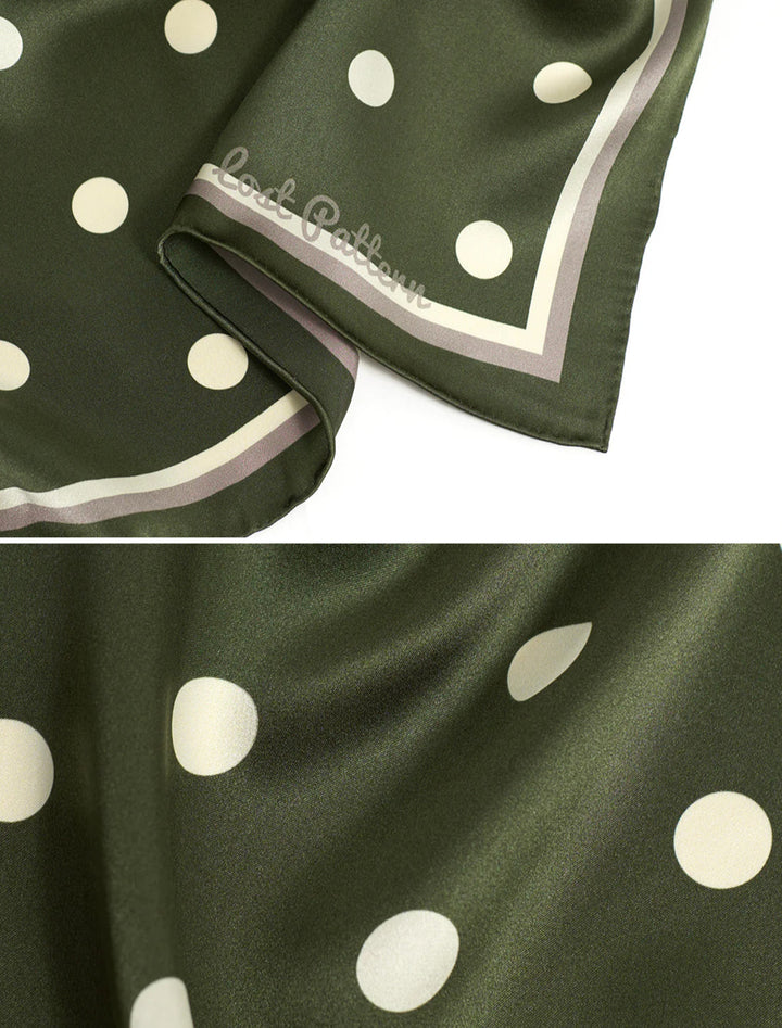 retro polka silk bandana in matcha