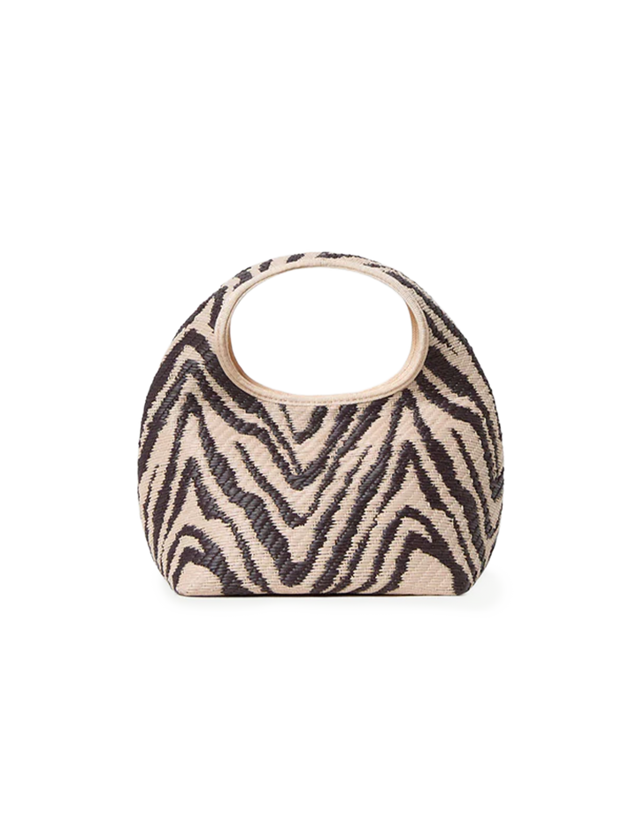 vintage zebra jacquard straw handbag