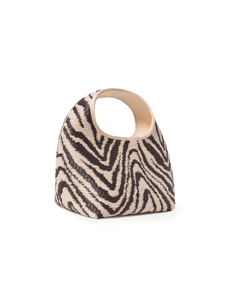 vintage zebra jacquard straw handbag