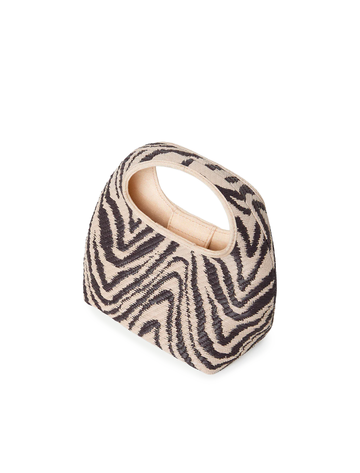 vintage zebra jacquard straw handbag