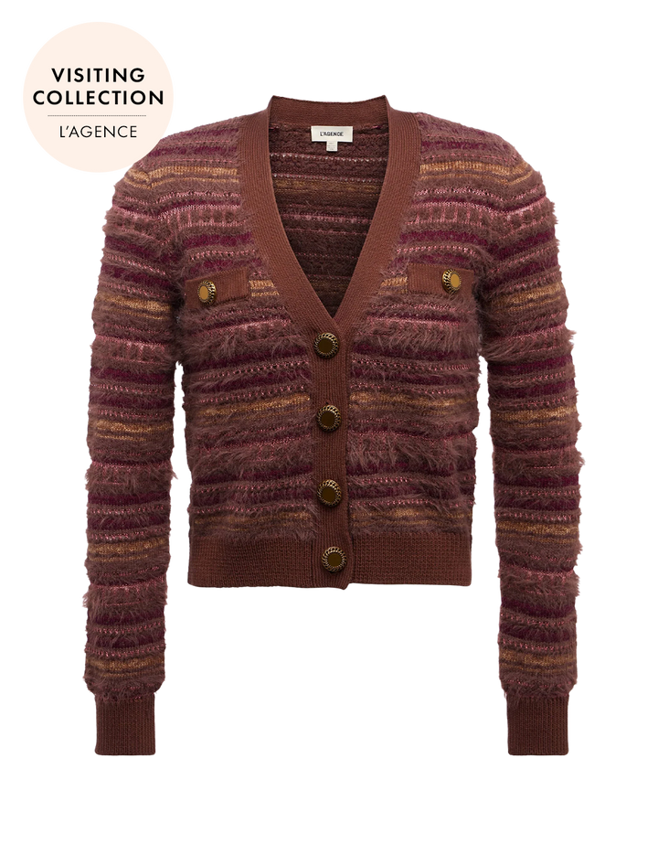 ariadne mix stitch cardigan in mauve