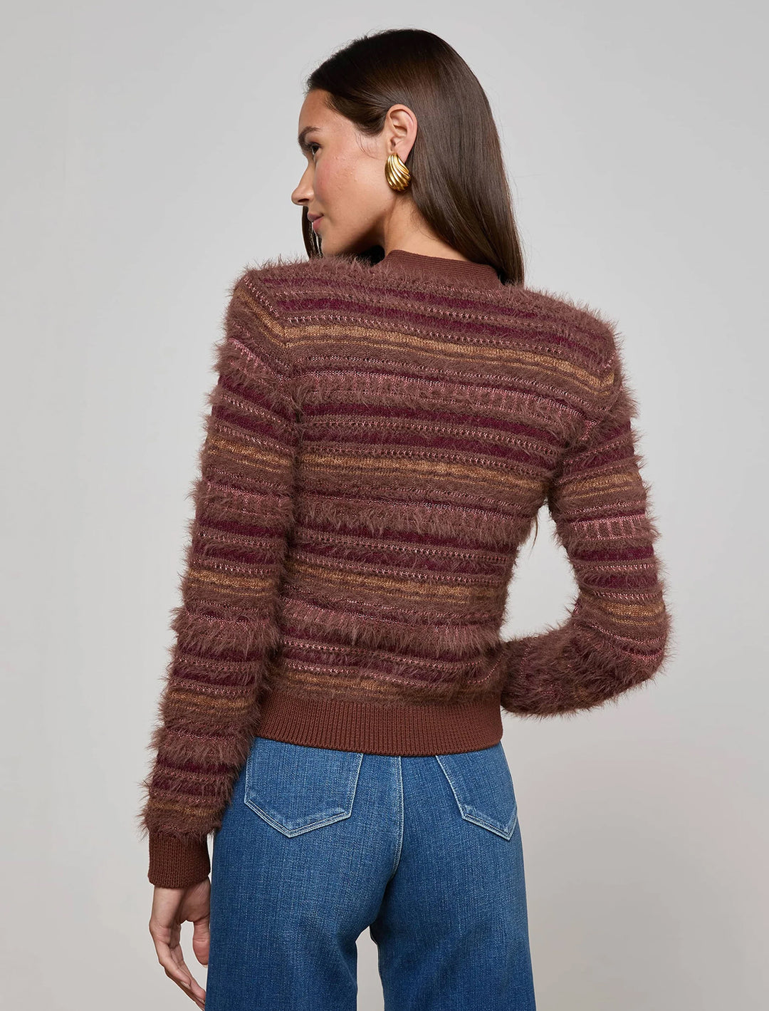 ariadne mix stitch cardigan in mauve