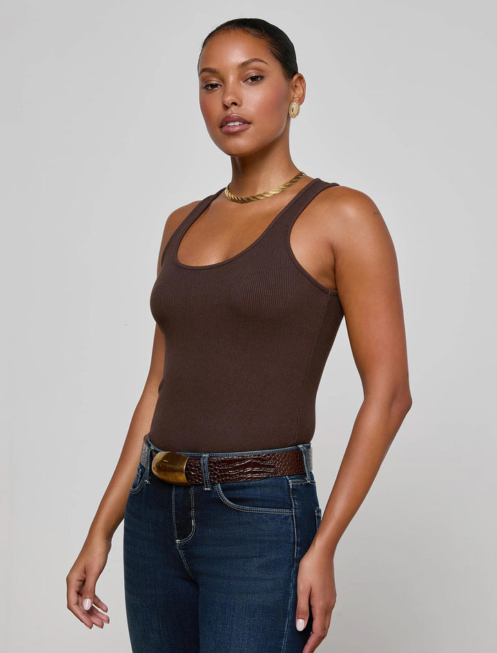 adira scoop neck tank in coffee bean