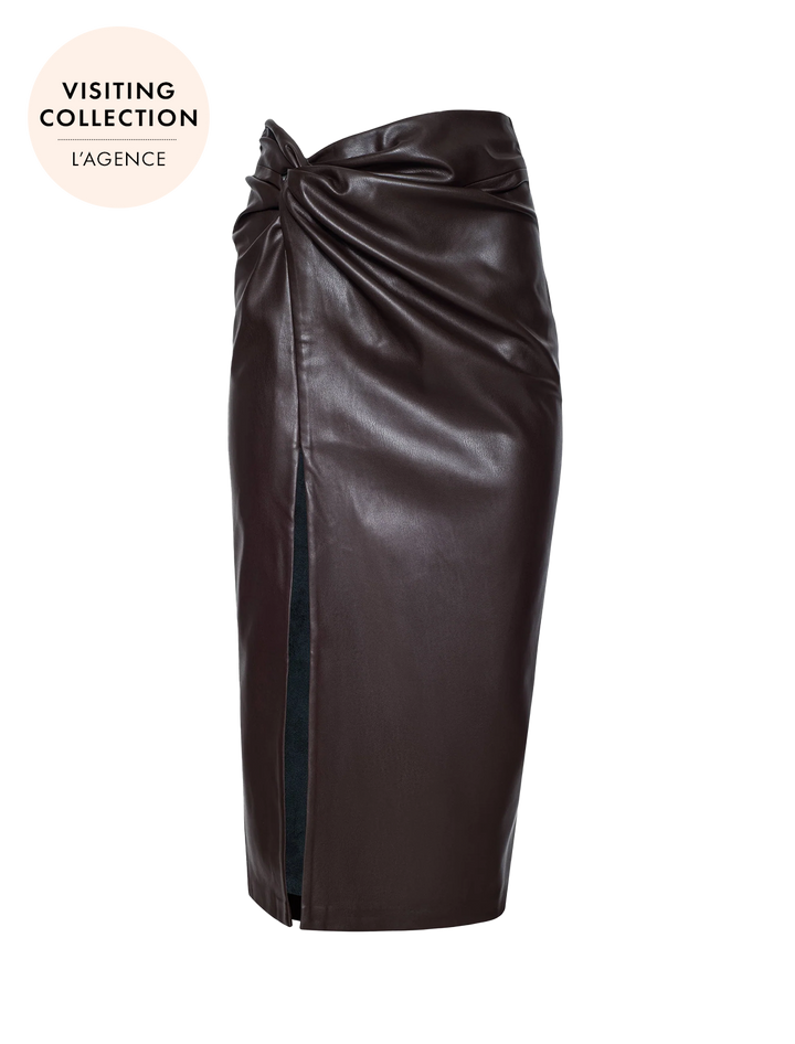 lilou twist front skirt in coffee bean