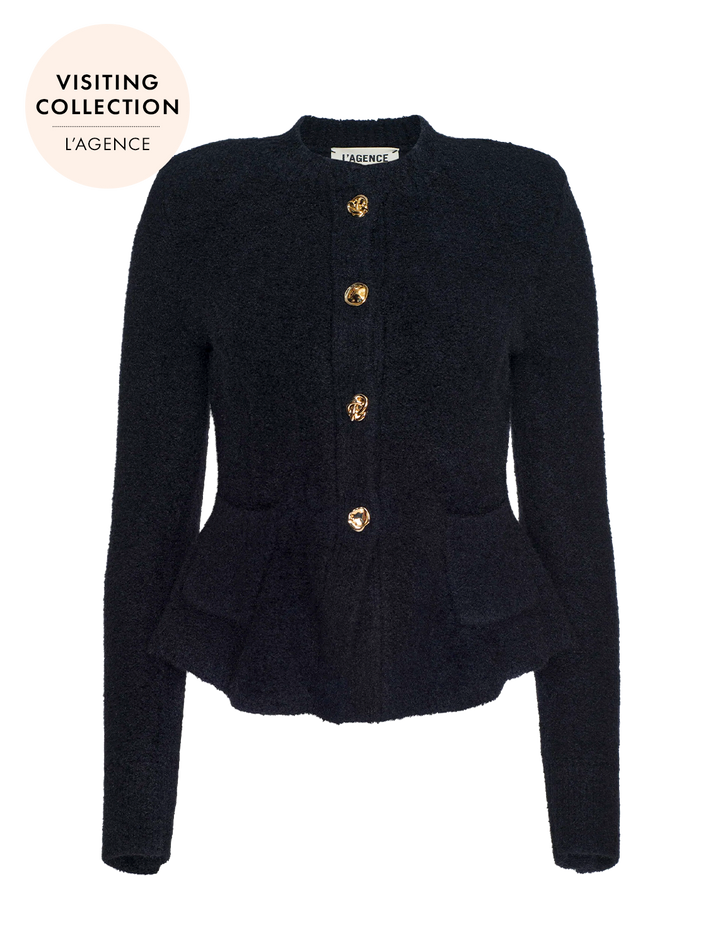melissa knit flare cardigan in black