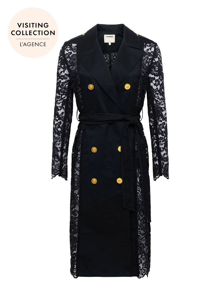 amata lace trench in black