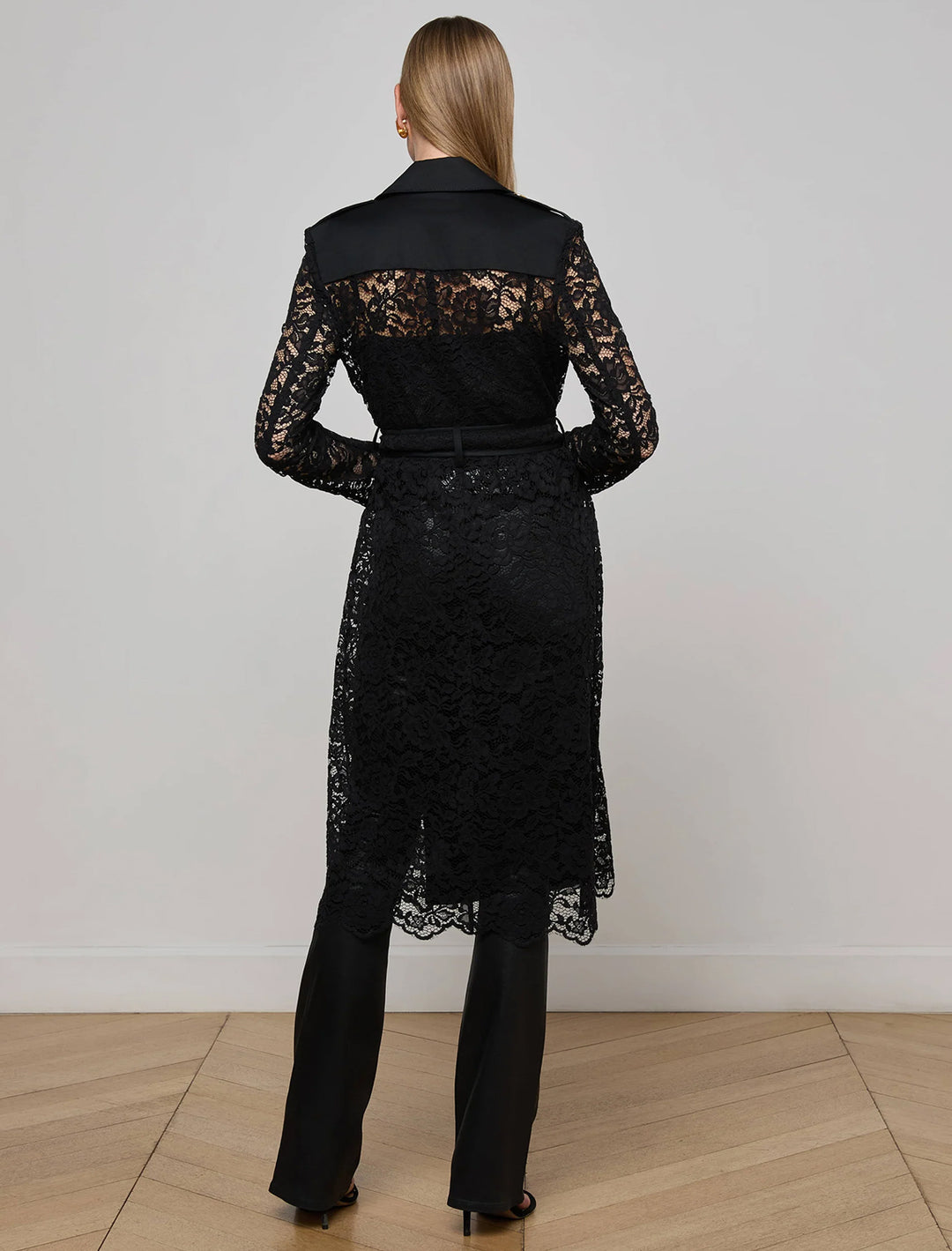 amata lace trench in black