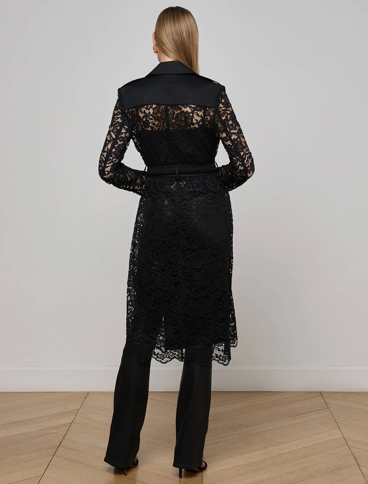 amata lace trench in black