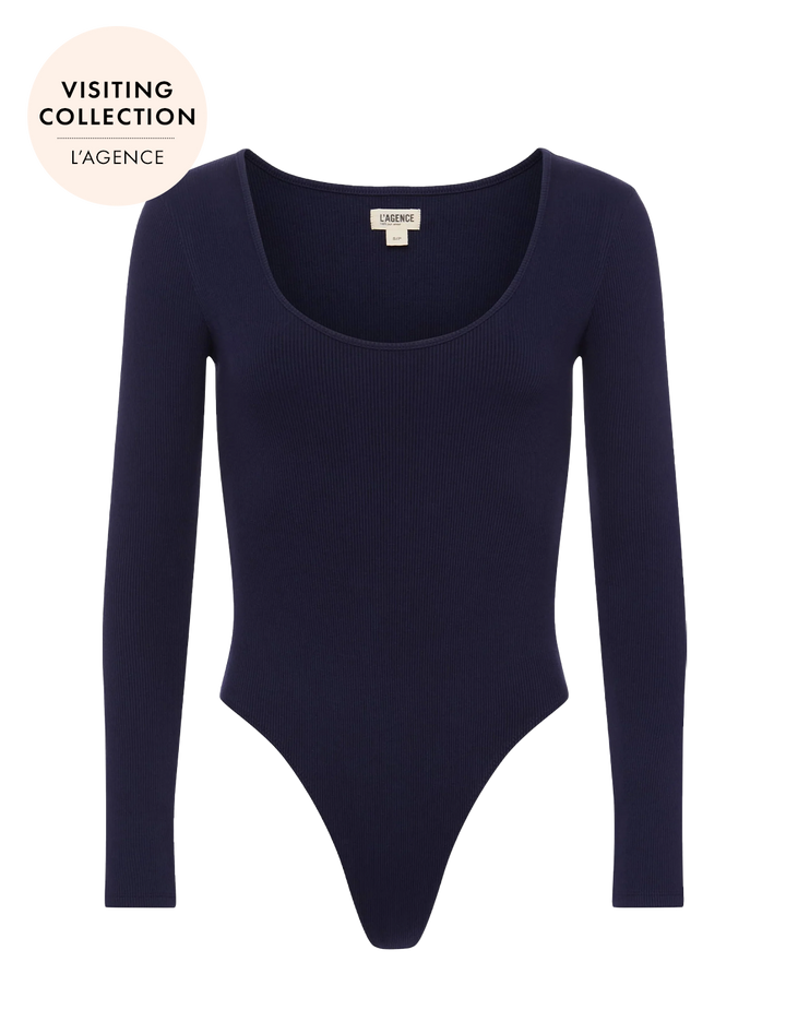 elara scoopneck bodysuit in deep midnight