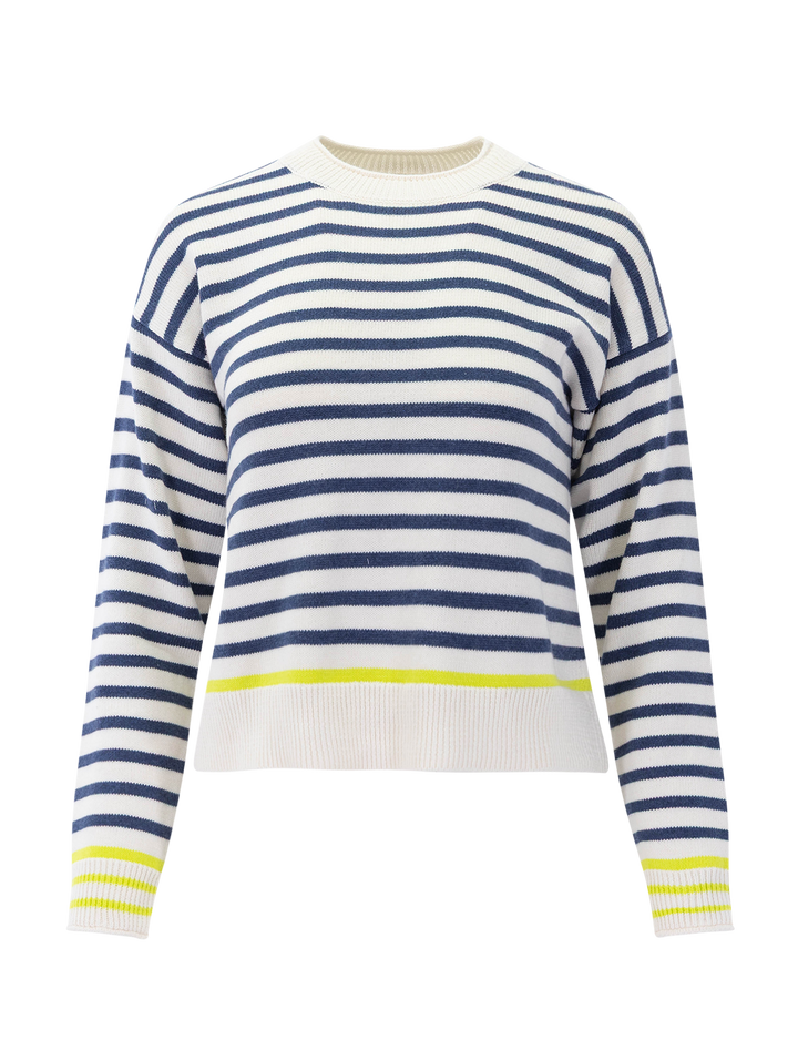 suki rollneck sweater in navy stripe