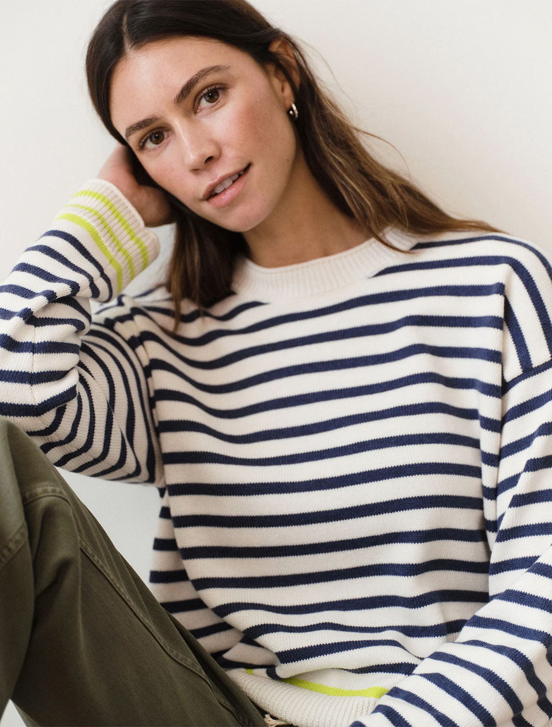 suki rollneck sweater in navy stripe