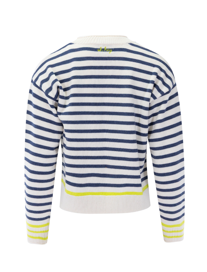 suki rollneck sweater in navy stripe