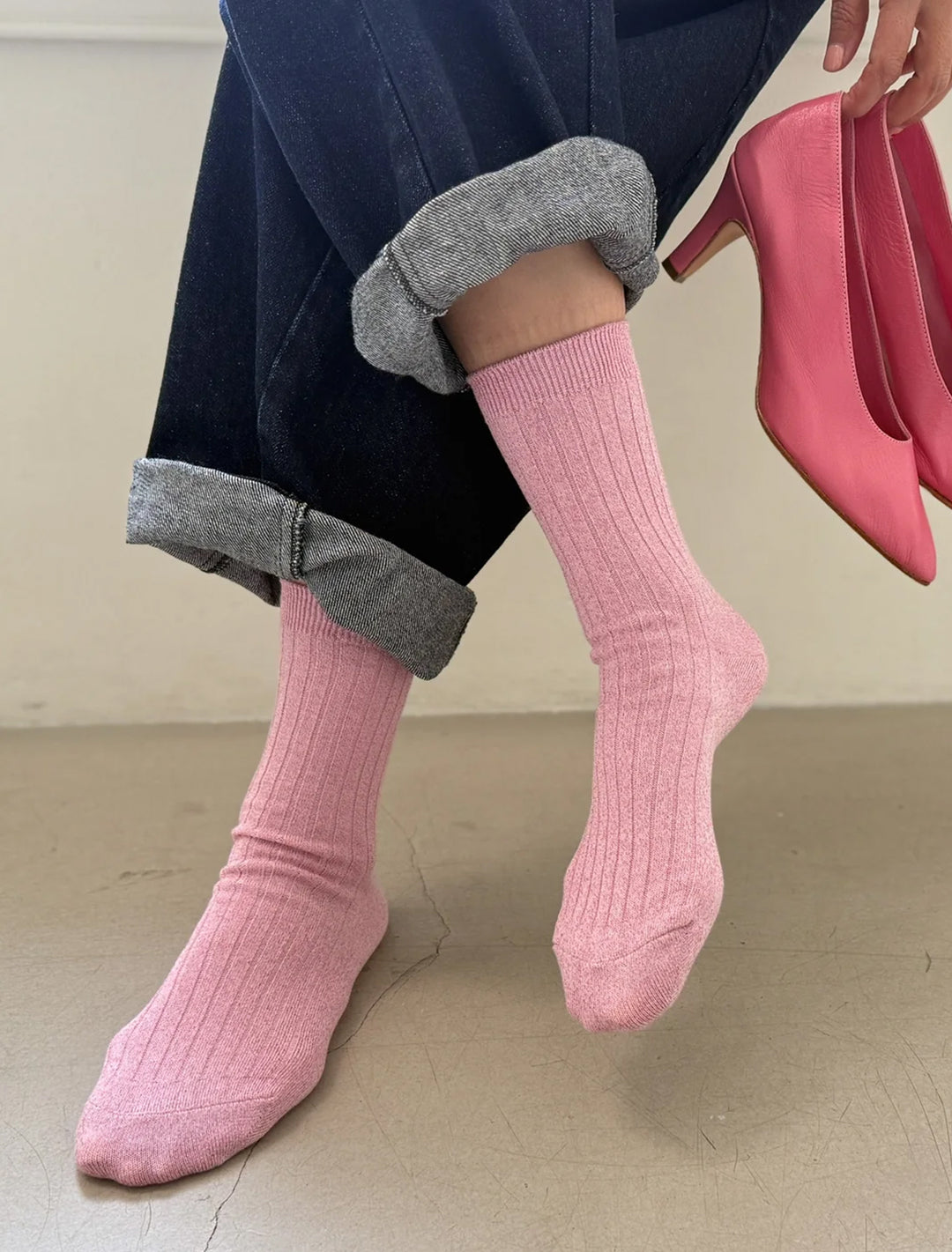 her socks in sparkling rose