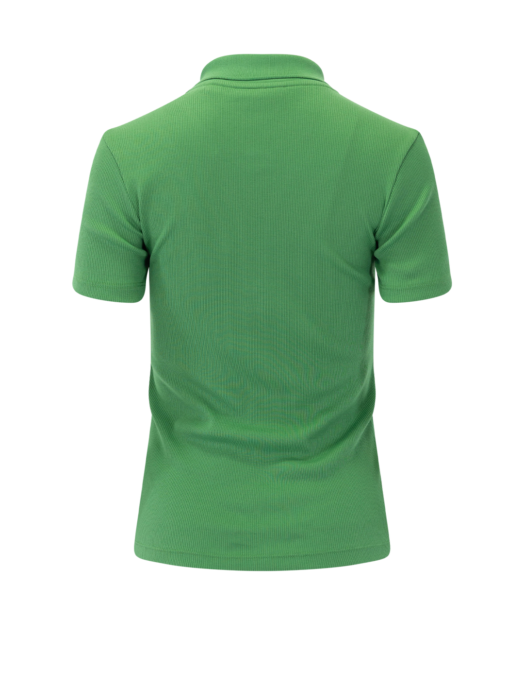 back view of ribbed polo in billiard green