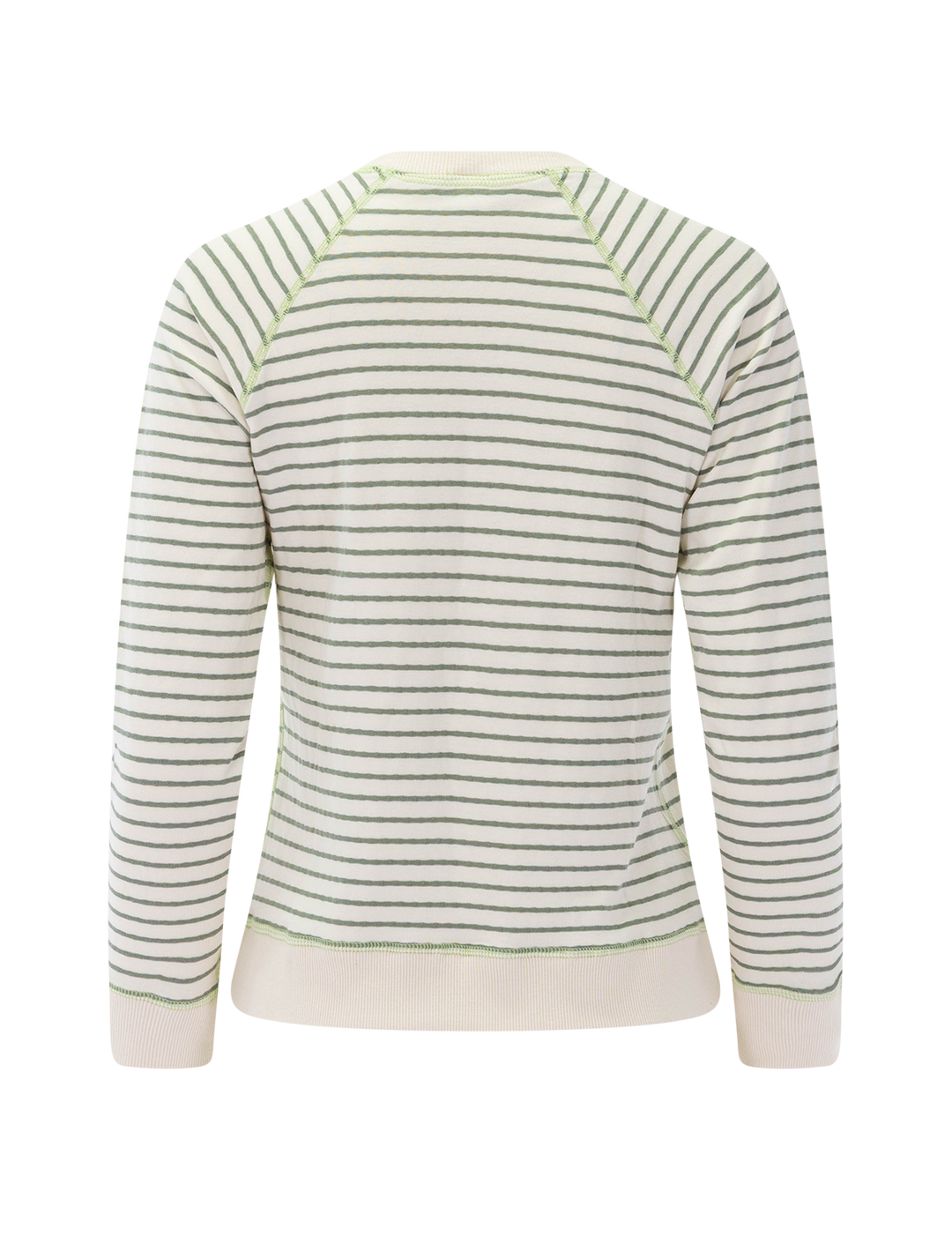 reversible raglan in olive and white stripe