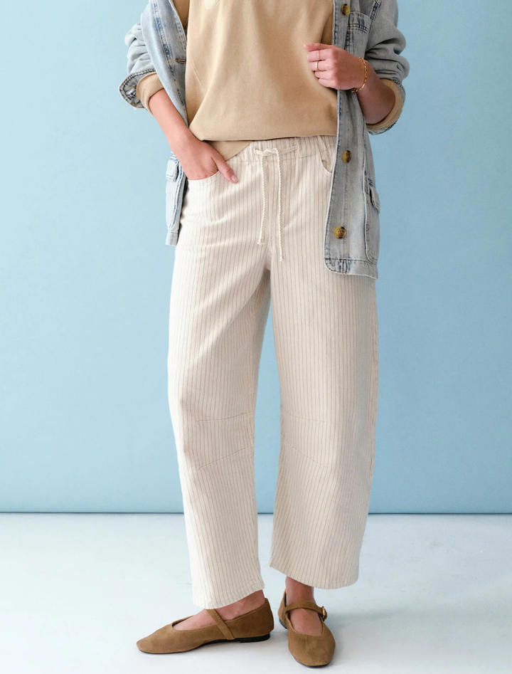 drawstring railroad wide leg pant