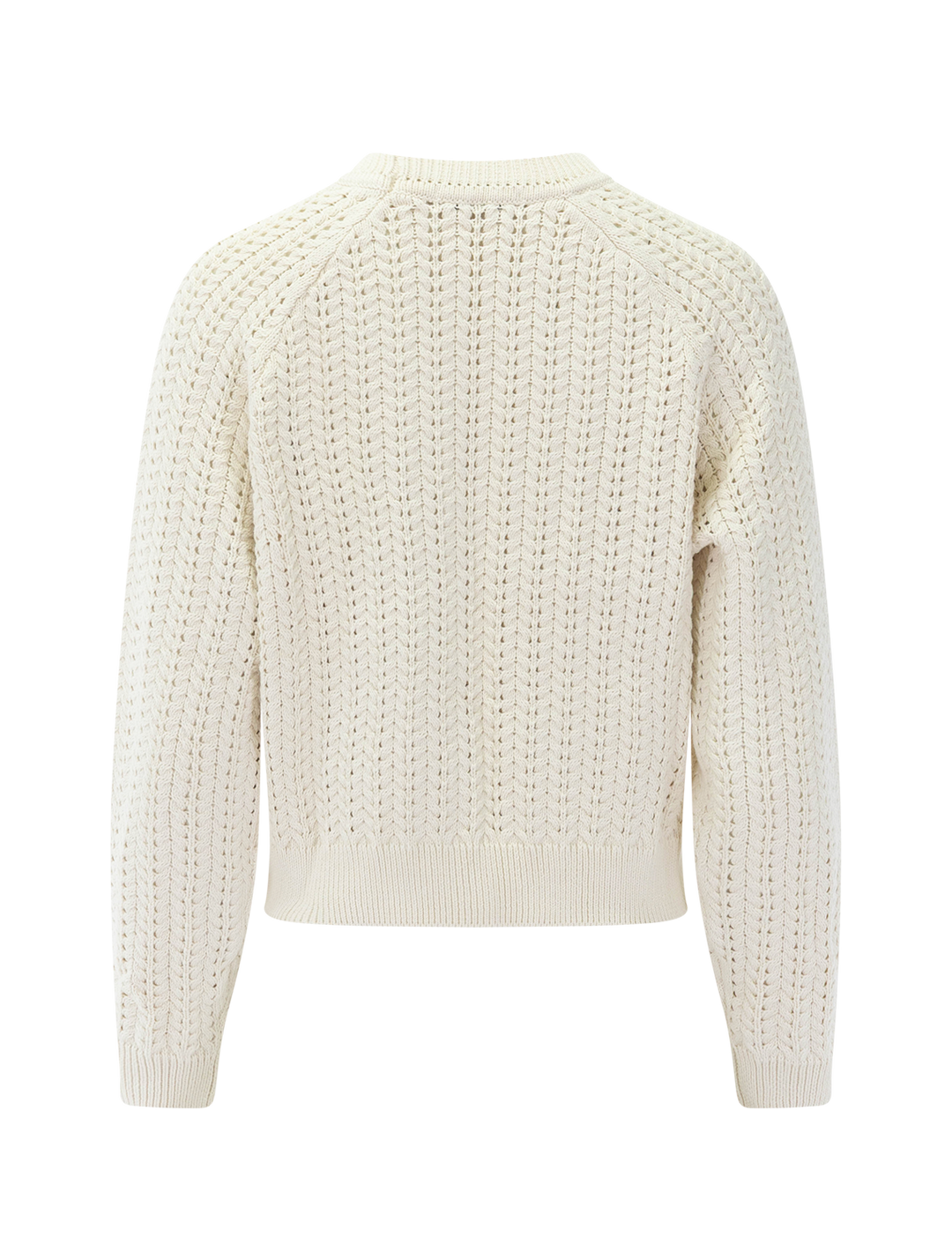 textured stitch crewneck sweater in cream