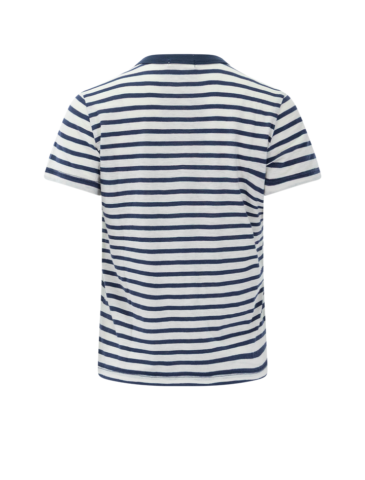 perfect crew tee in navy and white stripe