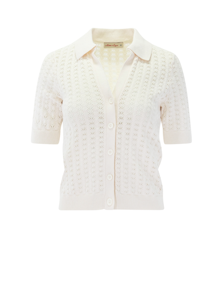 piper knit resort shirt in cream