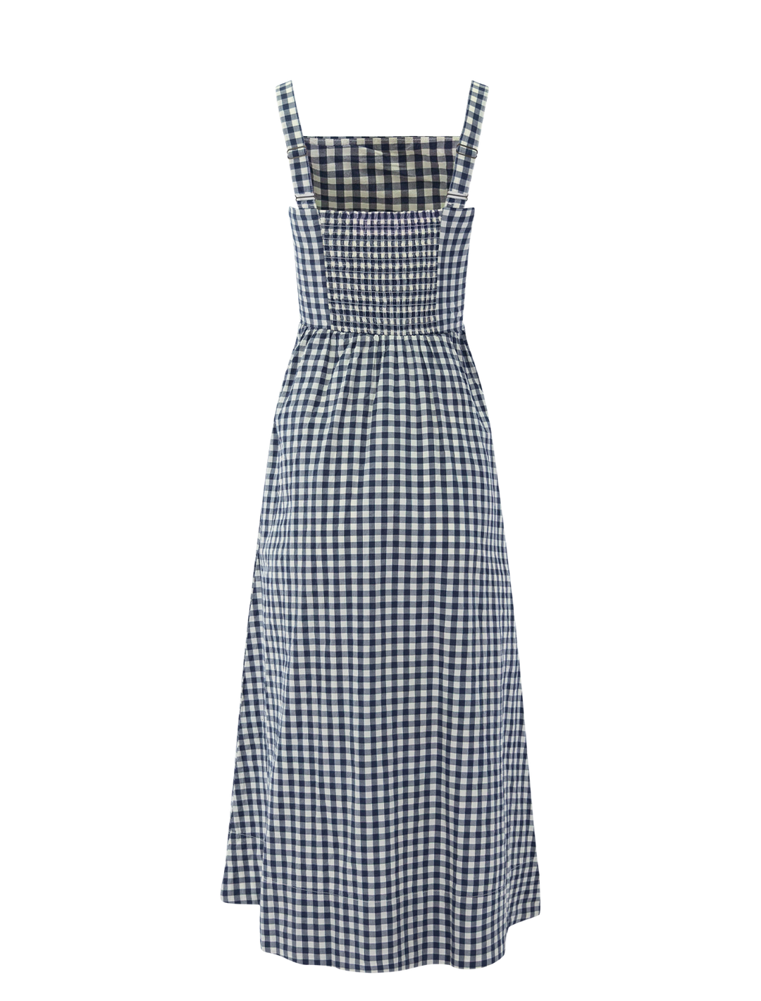 demi poplin midi dress in navy gingham