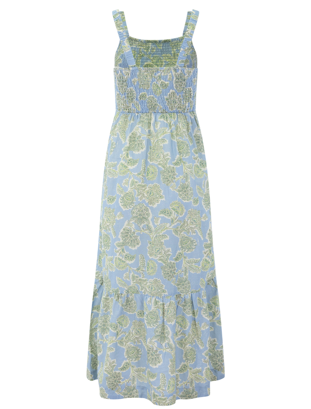 selene maxi dress in blue floral print