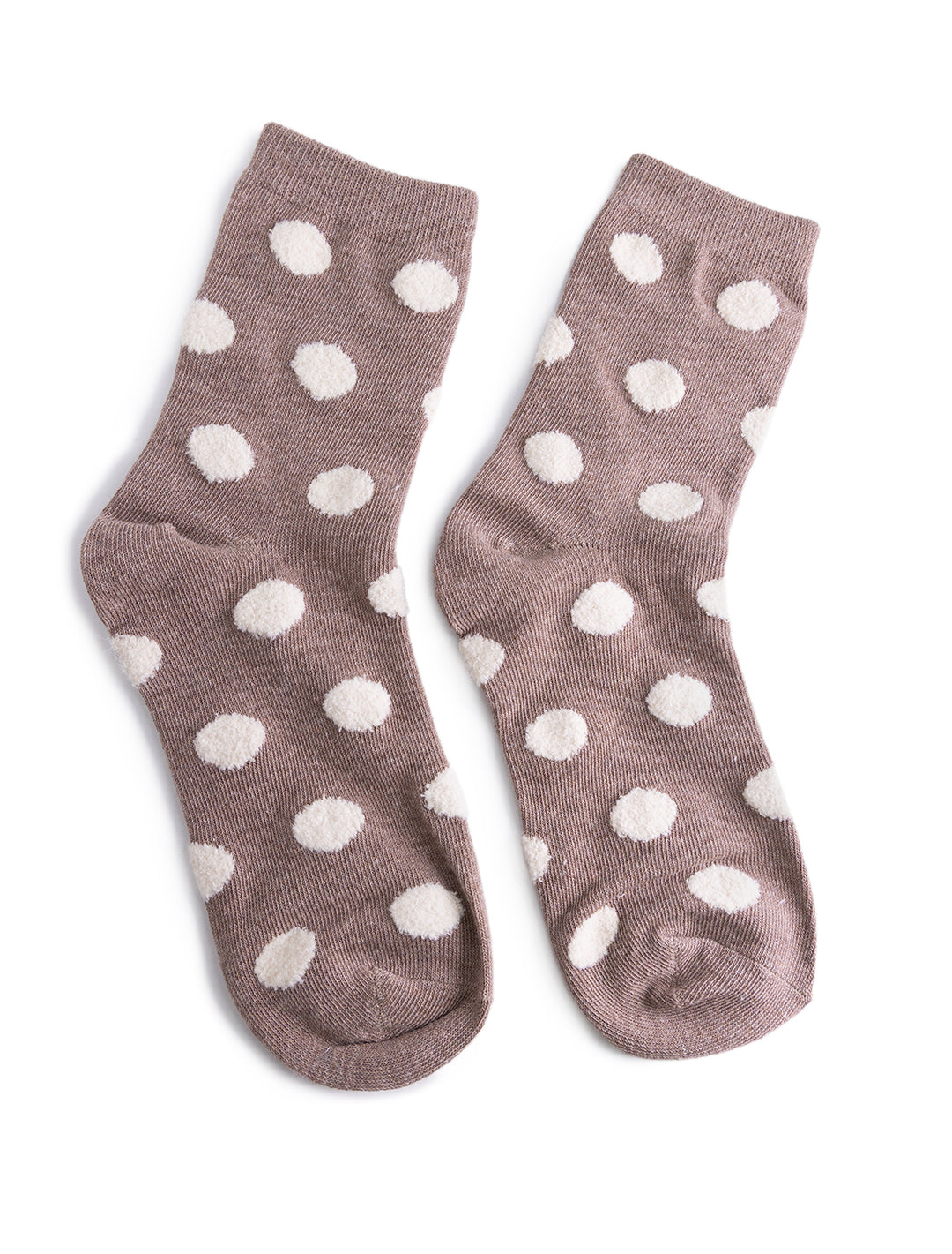 polka dot puff socks in mocha