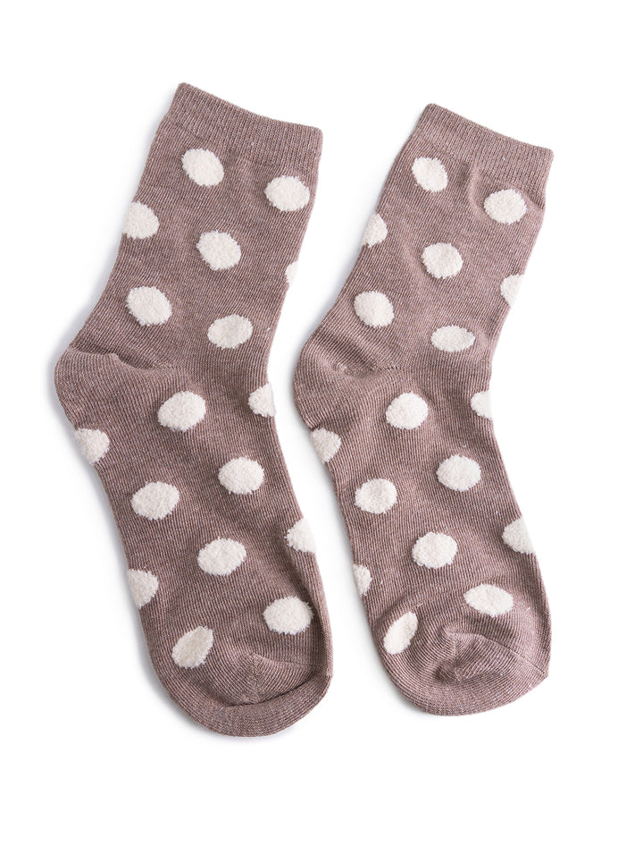 polka dot puff socks in mocha
