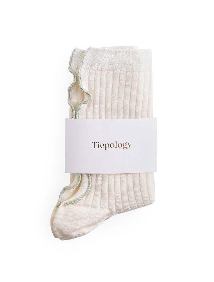 merrow stitch socks in ivory