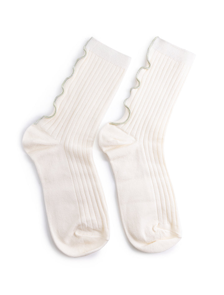 merrow stitch socks in ivory