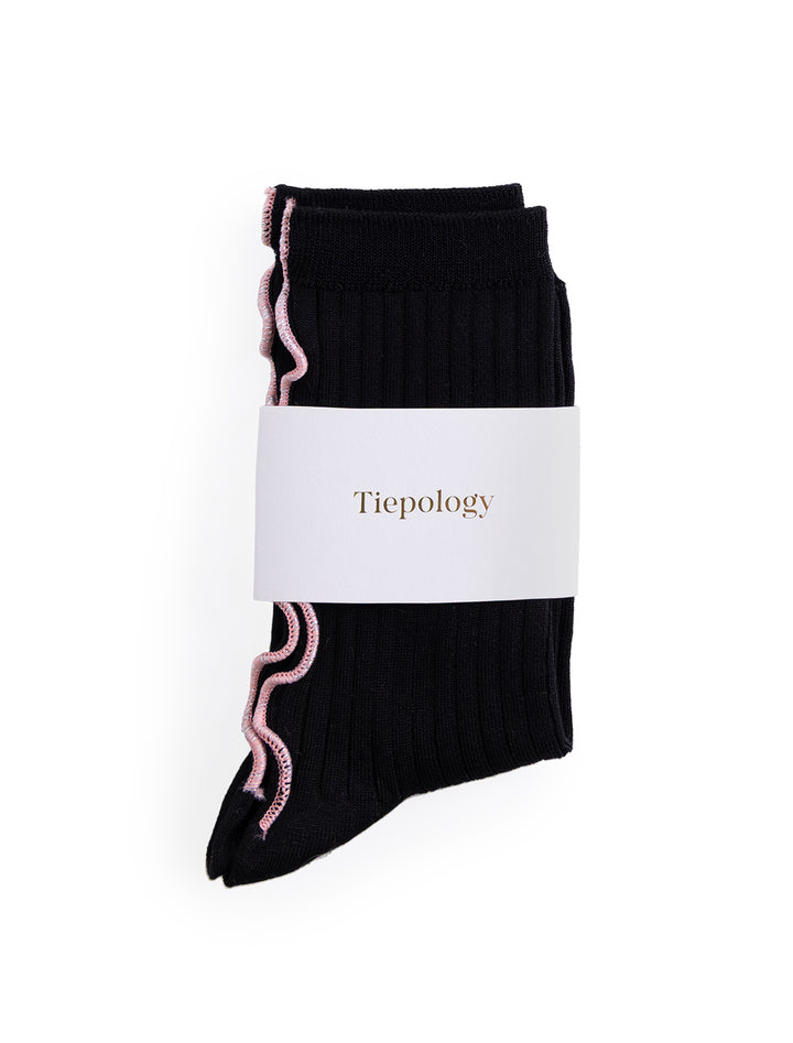 merrow stitch socks in black