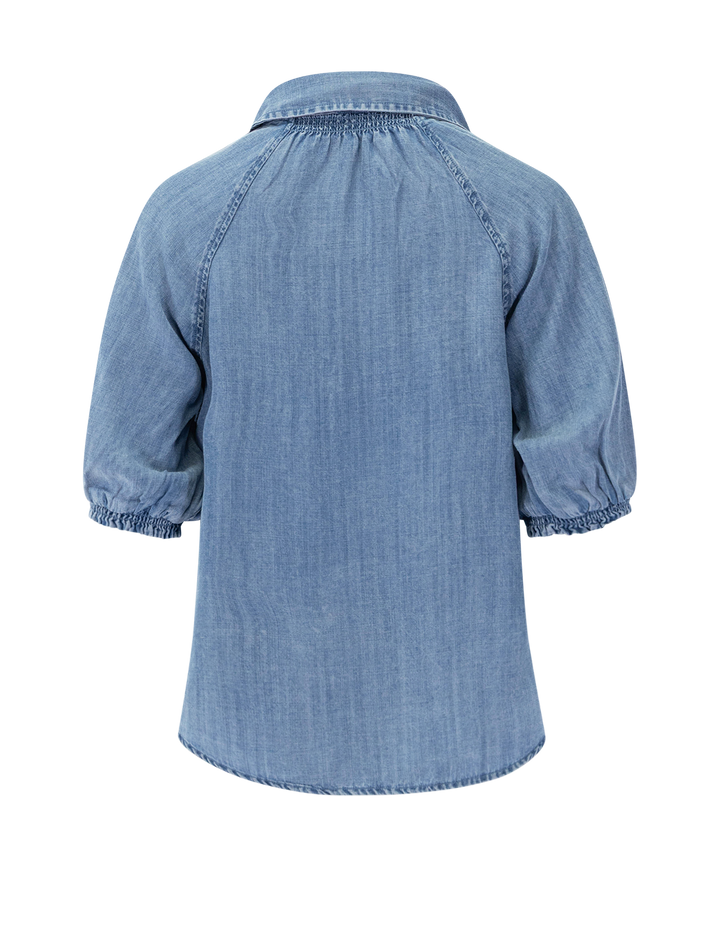 talia puff sleeve top in indigo