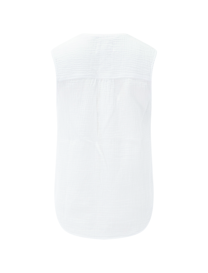 ava gauze button tank in white