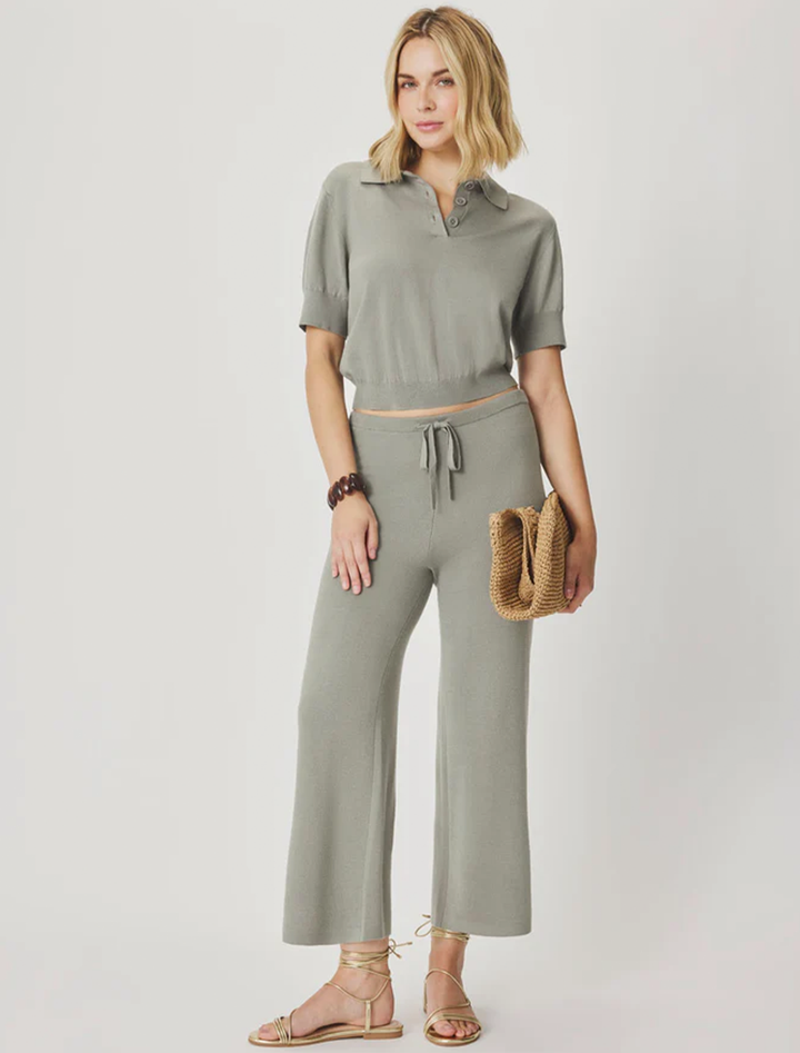 christa crop sweater pant in eucalyptus